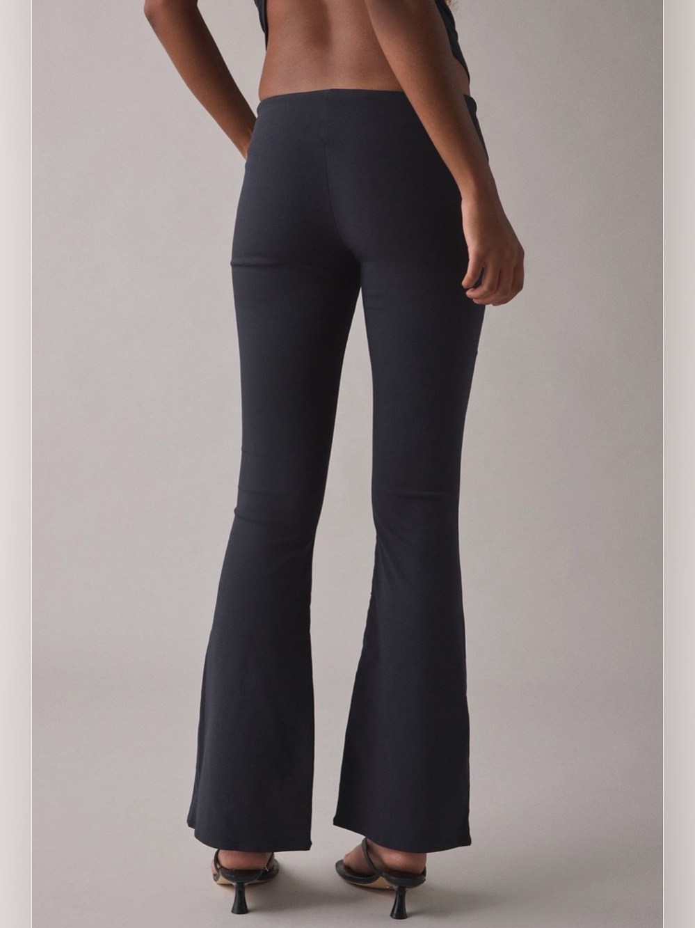 Urban Outfitters Kimchi Blue Hailey Black Stretch Pull-on Low-rise Flare Pants